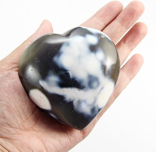 Miniatura 3 de Gran corazón en forma de piedra pulida Orca ágata azul calcedonia cristal de bolsillo de palma Piedra de la suerte Meditación Terapia Reiki Rock