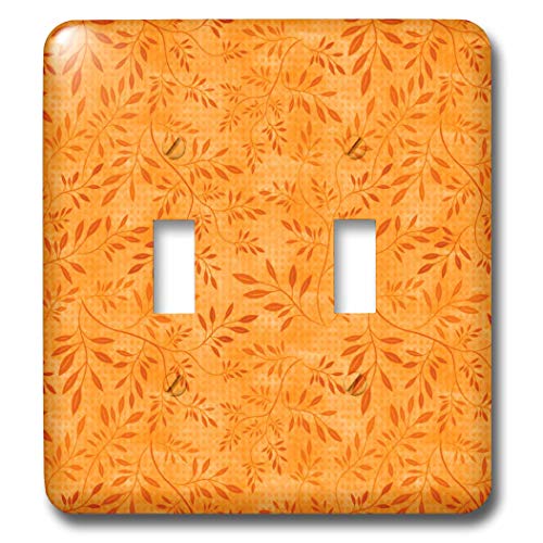 3dRose Elegant Bright Orange Autumn Leaves Pattern double toggle switch