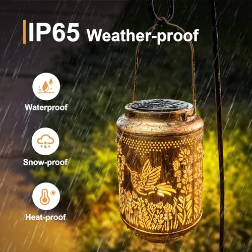 Mothers Day Gifts for Mum, Hummingbird Solar Lantern Garden Ornaments Outdoor, Birthday Presents for Women Grandma Her,Hanging Garden Lights for Patio Lawn Yard Decor - Image 5