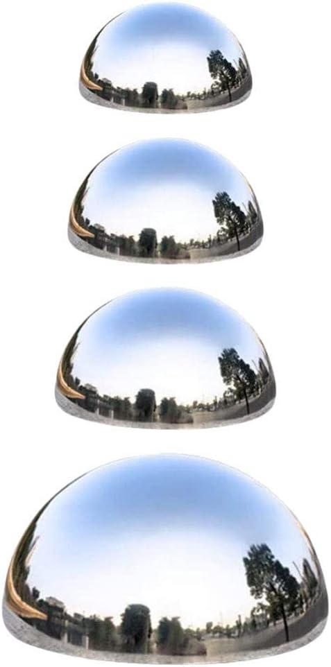 DULAI 4Pcs Disco Ball Rainbow Gazing Globe Hollow Hemisphere Ball Gazing Globe Mirror Ball Mosaic Gazing Ball Polished Garden Sphere Metal Decor Reflective Ball Stainless Steel Spherical, Silver