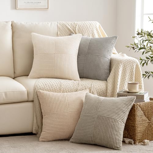 MIULEE Neutral Decorative Throw Pillow Covers 20x20 Inch Set of