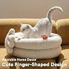 ZEZE Hugging Hand Cat Bed Cozy Fleece Round Nest for Cats & Small Pets, Plush Supportive Cushion, Washable Cover, Modern Neutral Design, 21 x 26 x 9 Inches