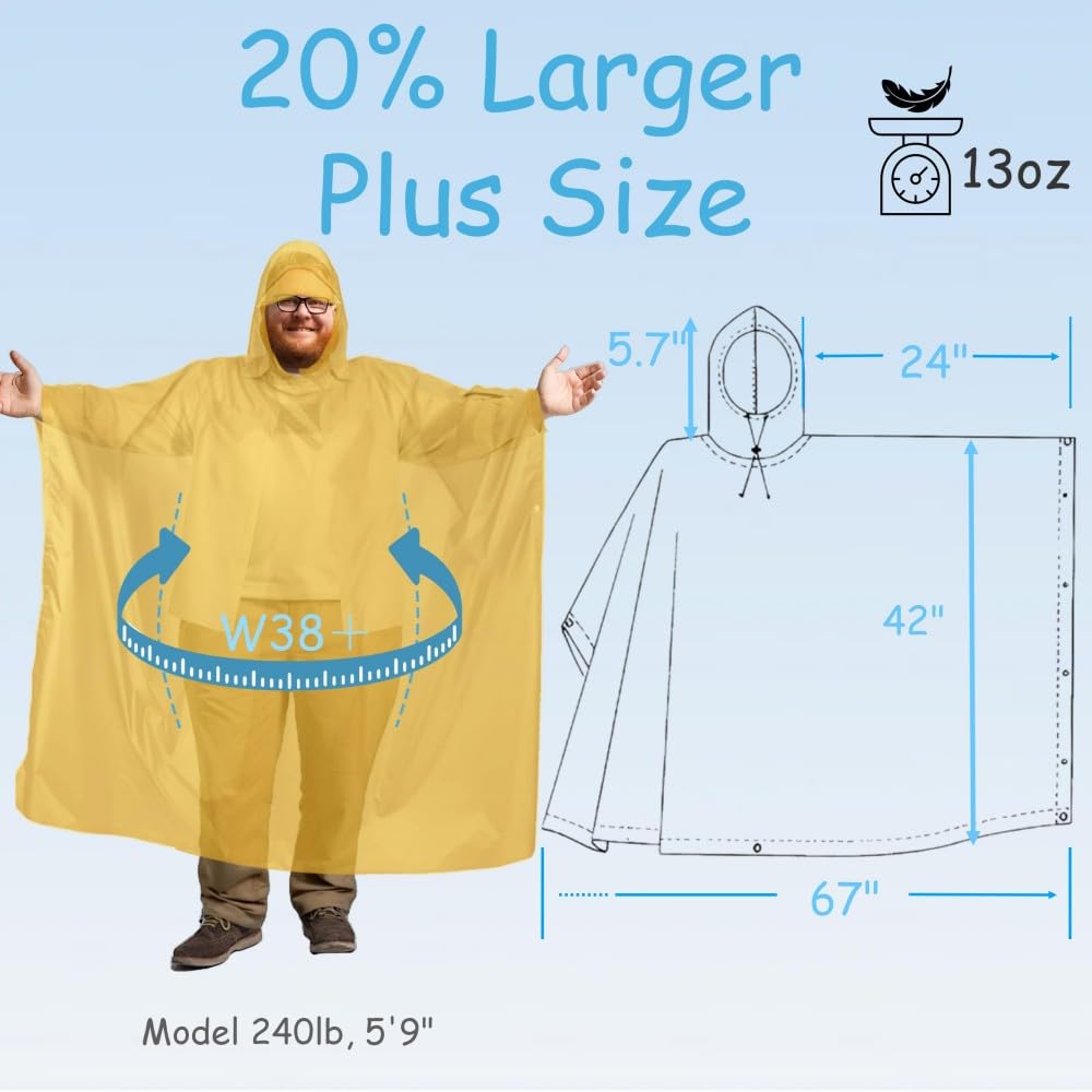 Urby Poncho antipioggia per adulti con cappuccio, poncho para lluvia, poncho tattico adulto per campeggio, escursionismo, viaggi, attività all'aperto