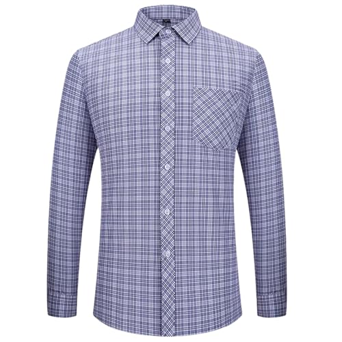 Chemise à carreaux manches longues en coton pour homme fine et classique