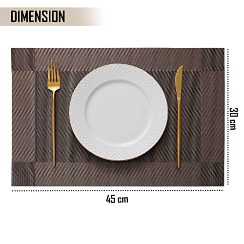 Image of HOKIPO PVC Dinner Tablemats Set of 6-45x30 cm (AR877) Dark Brown
