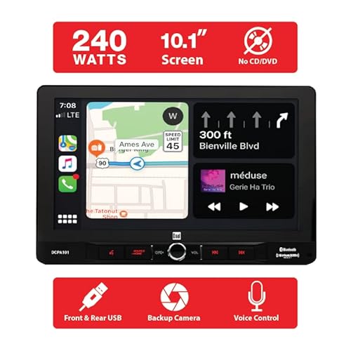 Dual Electronics Dcpa101 10.1-Inch Certified Apple Carplay Android Auto | Single Din Touchscreen Car Stereo Receiver | Backup Camera Included | Sirius Xm Ready | Built-In Bluetooth #TOP3