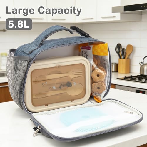 FlowFly Kids Lunch box Insulated Soft Bag Mini Cooler Back to School Thermal Meal Tote Kit for Girls, Boys,Navy by FlowFly - Image 7