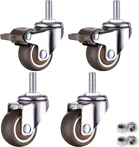 Castor Wheels,Set of 4 Stem Casters Wheels,TPE Rubber Moving...