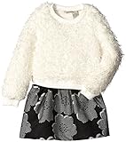 Calvin Klein Girls' Curly Knit Body with Jacquard Skirt Dress