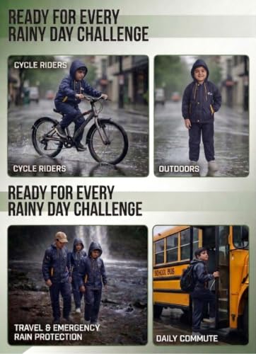 Image of Boys Boys Solid Polyester Raincoat and Elastic Pant Set