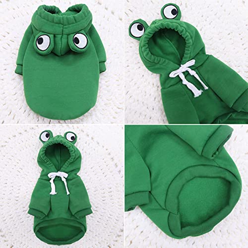 Stronrive Hunde Hoodie, Niedlicher Form Pullover, Hundekostüme Für Haustiere, Lustiger Halloween Kleiner Hundefrosch Kostü, Jacke Mantel, Warmer Polyester Winter Grün Hundekleidung (S//L/XL)