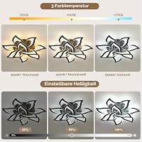 OTREN LED Deckenleuchte 80 cm, Moderne Blumen-Deckenlampe Dimmbar 3000–6500 K mit Fernbedienung, Nachtlicht & Speicherfunktion für Wohnzimmer Schlafzimmer Küche Esszimmer – Ansicht 2