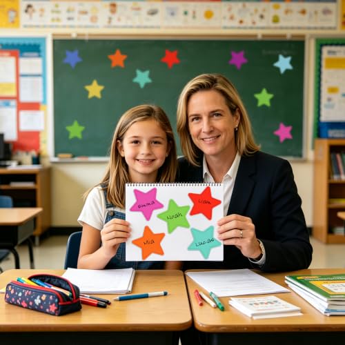 Image of Vuzvuv 108Pcs 3.6 Inch Rainbow Star Cutouts for Classroom Wall Cutouts