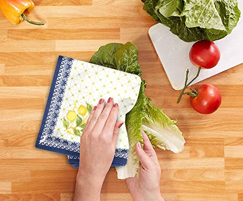 Fingercraft Kitchen Dish Towels, 100% Natural Cotton, Set Of 6 Multi-Purpose Kitchen Towels, Very Soft, Highly Absorbent, Tea Towels For Kitchen Décor 20X30 (Lemon Leaf) #TOP1
