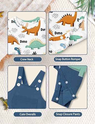 Baby Boy Clothes Dinosaur Romper Adjustable Overalls Baby Boy's Clothing Infant Boy Clothes 2PCS Outfits Fall Winter4