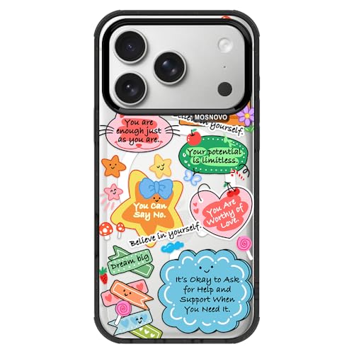 MOSNOVO for iPhone 17 Pro Case, Fit for MagSafe, Military-Grade Drop Protection, Shockproof Bumper, Cute Women Girl Magnetic Phone Case for iPhone 17 Pro, Self Love Club/Black by MOSNOVO - Used condition - US$31.79
