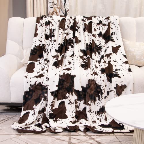 Cow Print Twin Blanket 60x80 Plush Fleece Bedding