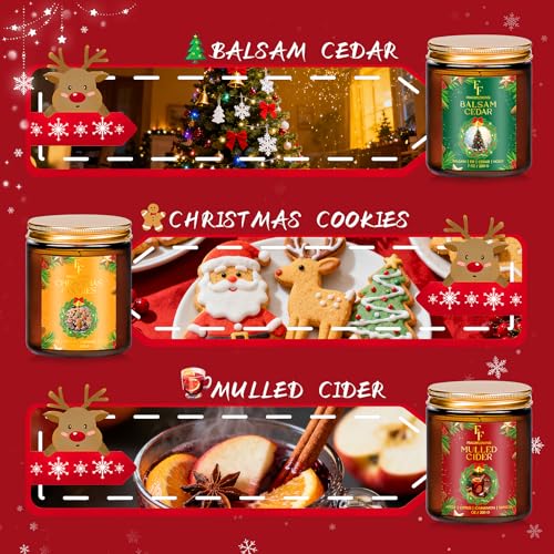 Image of Christmas Candles Set, Scented Candles for Home, 6 Pack Holiday Natural Soy Candles, Christmas Gifts for Women Men, Winter Fragrance of Cedar /Cookies /Cider /Cinnamon /Wreath /Christmas Eve