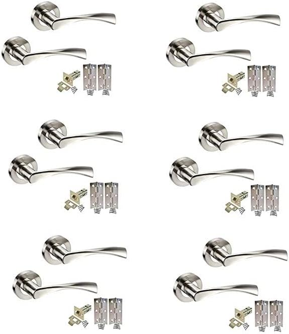 Golden Grace Twist Astrid Style Modern Door Handles on Round Rose in Dual Finish with Latch - 6 Sets