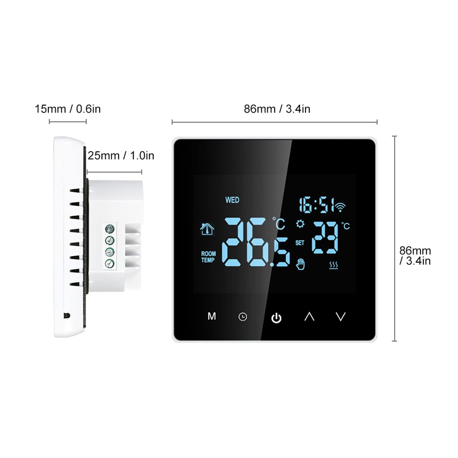 Termometro da interno igrometro digitale Smart Home WiFi Riscaldamento termostato termostato Acqua/gas Caldatura Elettrico Temperatura del pavimento elettrico Wireless Con display LCD(WIFI Electric)