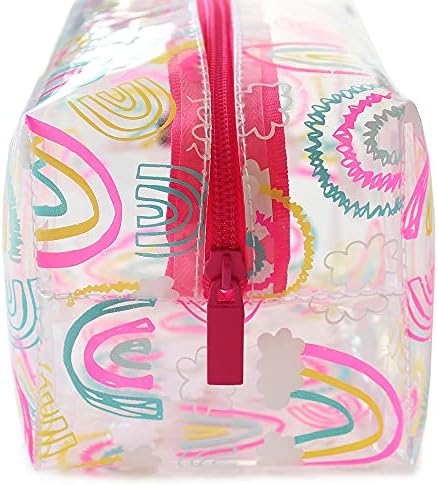 Fashion Stationery Pencil Case Girls Kids Clear Pink Rainbow Pencil Cases Cosmetic Make Up Bag Travel Bag
