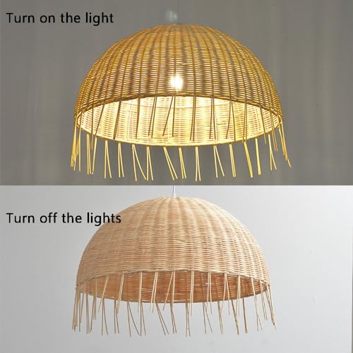Pantalla de luz de cúpula de mimbre premium con detalles vintage E26 6