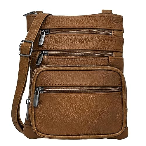 Krediz Leather Crossbody purses for Women - travel bag with 4 Zippers, Soft & Durable Purses for Women Trendy