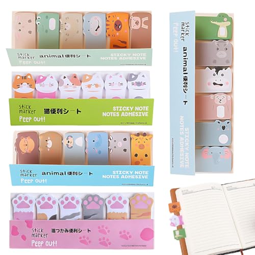 CEJAS 5 Paquets Notes Adhésives Mignon Animaux, 600 Feuilles Sticky Notes Catalogue Index Tabs Onglets Autocollants pour Kawaii Fournitures Scolaires de...