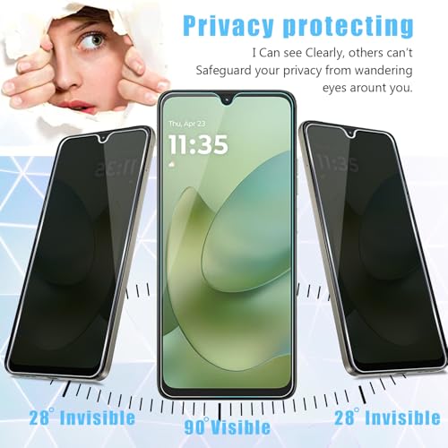 Anbzsign Pacote com 2 para Motorola Moto G06/G06 Power Privacy Película de Vidro Temperado, Película Privada Anti-Espião 9H, Antiarranhões, Compatível com Capas