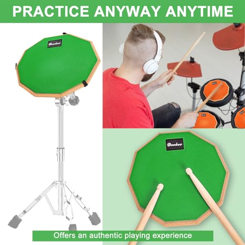 Silent drum practice pad double face 20,3 cm vert avec baguettes