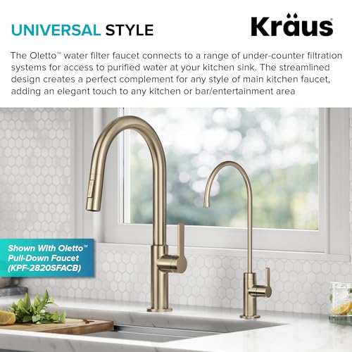 Image of KRAUS Oletto Single Handle Drinking Water Filter Faucet for or Water Filtration System in Spot-Free Antique Champagne Bronze, FF-103SFACB