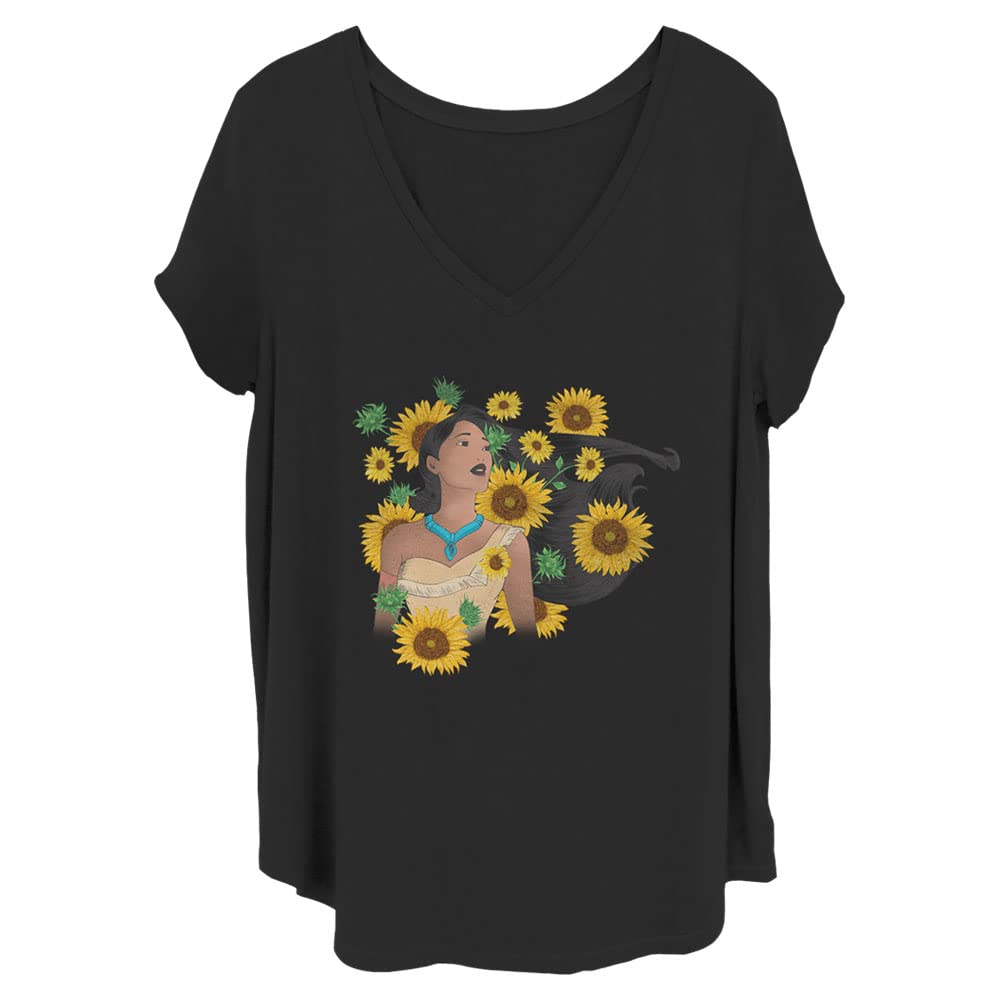 Disney Women's Floral Princess Junior's Plus Short Sleeve Tee Shirt