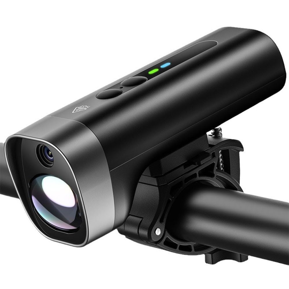Cámara de bicicleta HD 1080P con grabación en bucle, conectividad WiFi, luz LED, grabadora de ciclismo nocturno para aventuras al aire libre, color negro