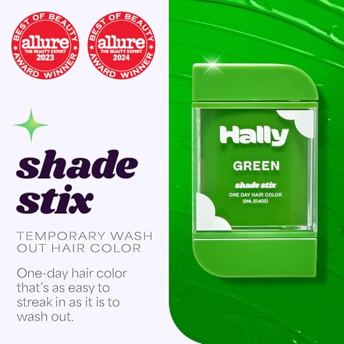 Hally Hair Temporary Hair Color, Shade Stix (Green) - Hair Makeup Accessories for Kids, Teens & Adults - 12 ml Washable Hair Chalk & Dye for Festivals, Sporting Events & Parties