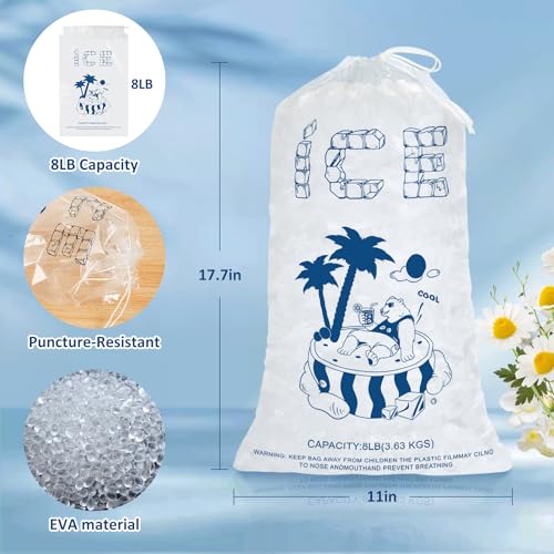 Sacs à glace de 3,6 kg avec cordon pour vos barbecues et glacières de camping
