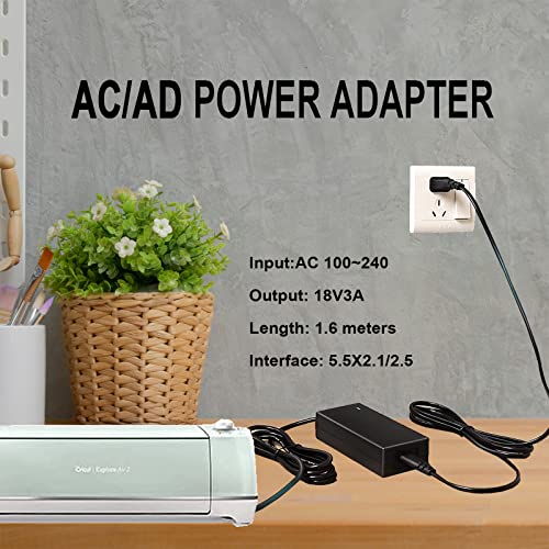 Power Cord Replacement 18V 3A Dccharger Compatible With Cricut Cutting Machine Explore Air 2/Maker/Explore/Explore Air/Explore One/Expression/Expression 2/Create/Cake/Mini/Cake Mini/Original #TOP4