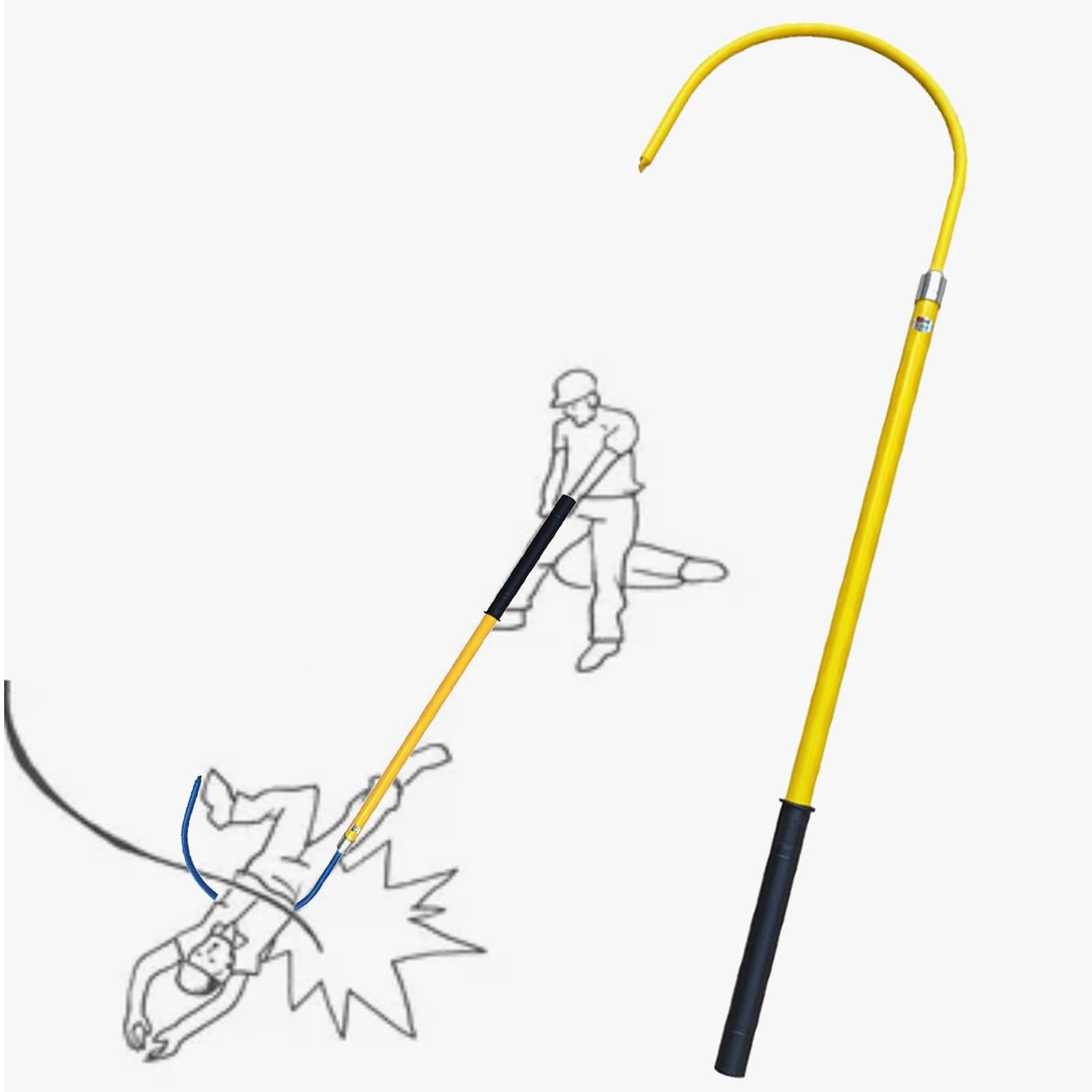 GLETSF Fireproof Insulated Rescue Hook - Anti-electrocution Safety Tool for Power Stations, Factories, and Auto Maintenance (size_name 9.8 ft),size_name-9.8 ft