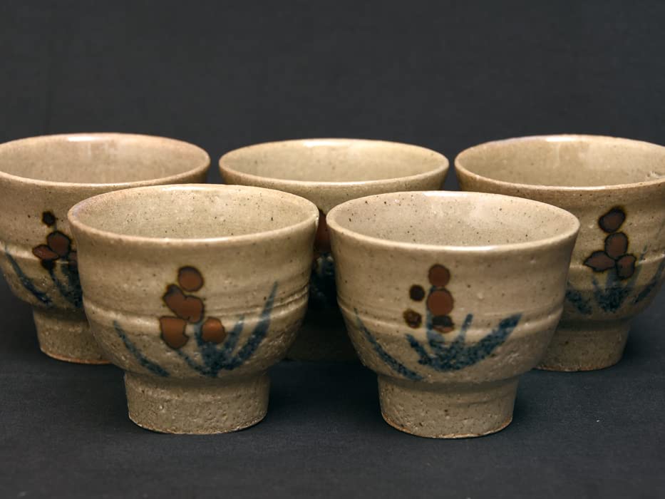 Amazon.co.jp: 佐久間藤太郎（造）益子焼鉄草絵茶器セット湯呑5客急須