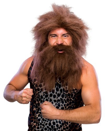 Rubie's mens Characters Caveman Beard and Set Wig, Brown, One Size Party Supplies, Brown, One Size US