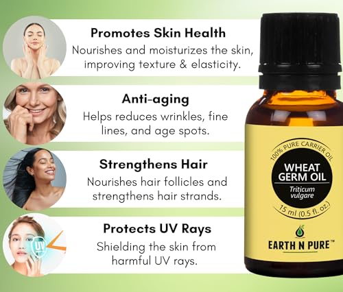 Image of Earth N Pure Wheat Germ Oil (Gehu Oil) Cold Pressed, Natural and Therapeutic Grade - 15 ml