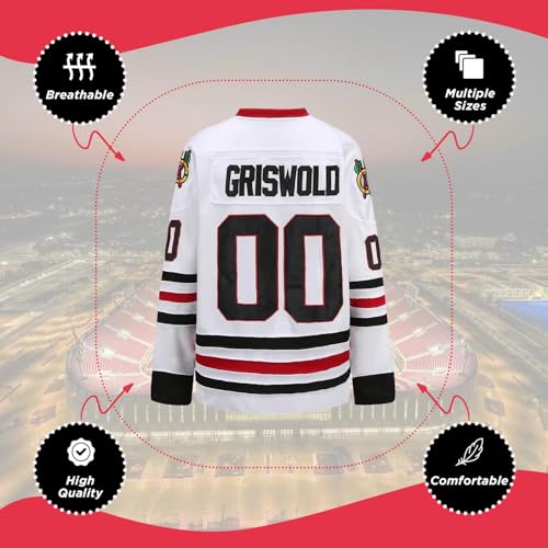 Camiseta juvenil Clark Griswold #00 X-Mas Christmas Vacation Movie Ice Hockey, Branco, M