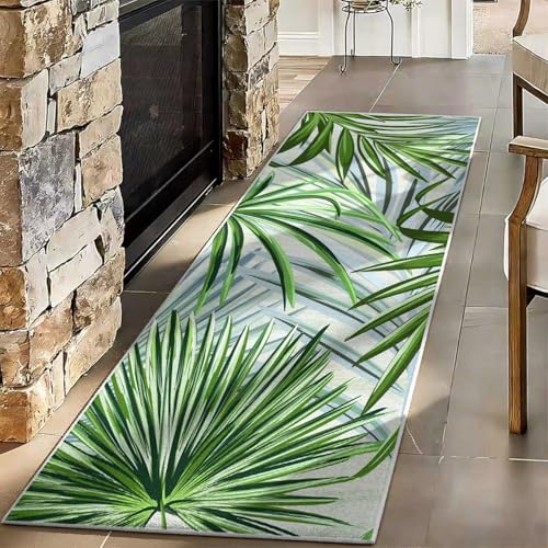 CRJMKS Palm Leaves Long Hallway Rug,2x10ft,Summer Home Decor Long Runner