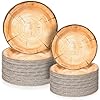 Tioncy 150 pieces 100 pieces wood grain paper plates 7 9 rustic wood slice plate farmhouse round disposable dinner dish for woodland baby shower lumberjack birthday party supplies  urban country home decor