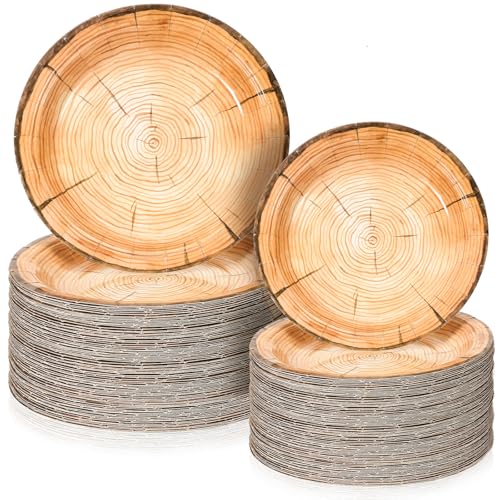 Tioncy-150-Pieces-100-Pieces-Wood-Grain-Paper-Plates-7-9-Rustic-Wood-Slice-Plate-Farmhouse-Round-Disposable-Dinner-dish-for-Woodland-Baby-Shower-Lumberjack-Birthday-Party-Supplies Tioncy 150 Pieces 100 Pieces Wood Grain Paper Plates 7 9 Rustic Wood Slice Plate Farmhouse Round Disposable Dinner dish for Woodland Baby Shower Lumberjack Birthday Party Supplies