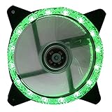 Ventilador de caja de 12 cm, LED Ice Diamond Green Ventilador de radiador...