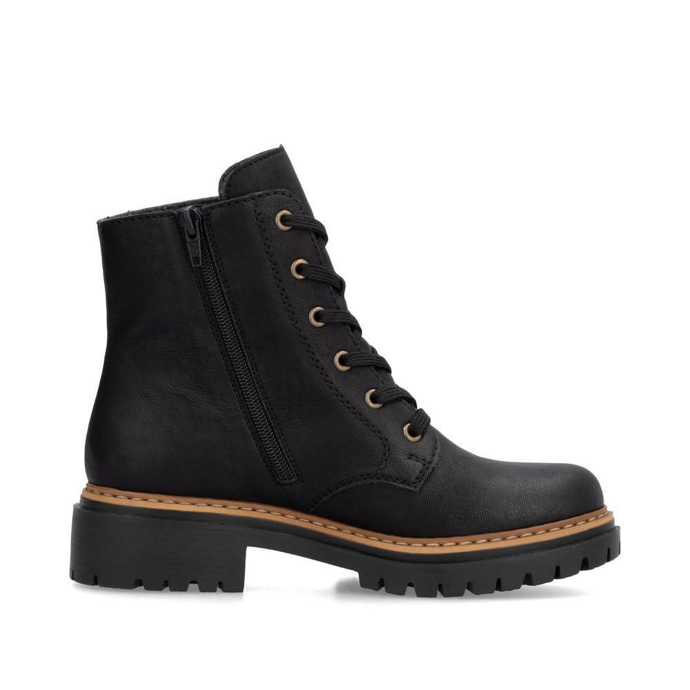 Rieker 72617-00 Damen Schnürboot Synthetik schwarz/Leo schwarz/Leo