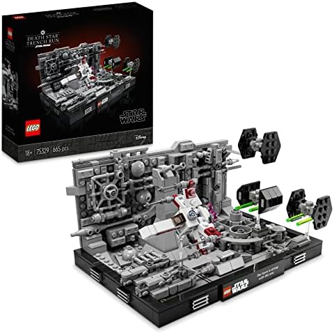 LEGO 75329 Star Wars Death Star Trench Run Diorama Set for Adults, Room Décor Memorabilia Gift with Darth Vaders TIE Advanced fighter