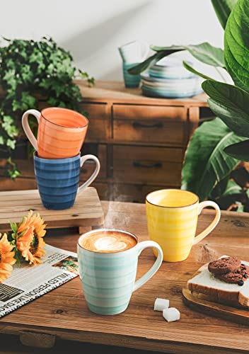 Sweese 16 Oz Coffee Mugs Set Of 6 For Latte Ice Americano Hot Tea Beverage Cocoa, Porcelain Tea Cup With Handle, Dishwasher Safe, Multicolor, Gradient Colors, 626.002 #TOP1