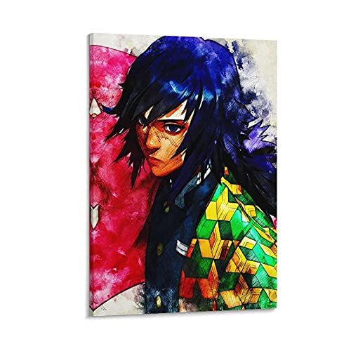 Classic Japanese Anime Character Illustration Watercolor Art Demon Slayer2 Poster Decorative HD Painting Canvas Wall Art Living Room Posters Bedroom Painting Artwork 24Ã36inch(60Ã90cm)