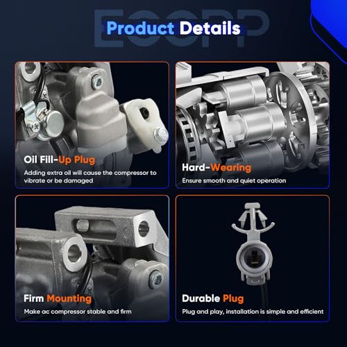 Image of ECCPP A /C Compressor with Clutch Fit for Honda HR-V 1.8L 2016-2018 | Fast Cooling AC Compressor